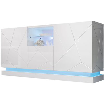 Mirjan24 Komoda Qiu 2d1k Z Oświetleniem Rgb, Biały / Biały Połysk Mirjan24 Komoda Qiu 2d1k Z Oświetleniem Rgb, Biały / Biały Połysk