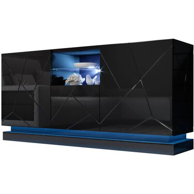 Mirjan24 Komoda Qiu 2d1k Z Oświetleniem Rgb, Czarny, Czarny Połysk Mirjan24 Komoda Qiu 2d1k Z Oświetleniem Rgb, Czarny, Czarny Połysk