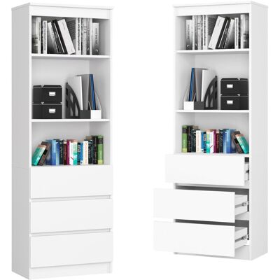 Akord Regał Biurowy 180x60 Cm Biały 3 Szuflady 3 Półki Na Książki Dekoracje Akord Regał Biurowy 180x60 Cm Biały 3 Szuflady 3 Półki Na Książki Dekoracje