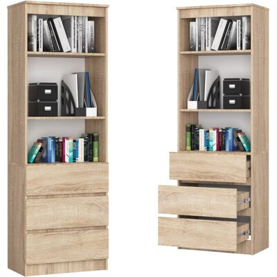 Akord Regał Biurowy 180x60 Cm Dąb Sonoma 3 Szuflady 3 Półki Na Książki Dekoracje Akord Regał Biurowy 180x60 Cm Dąb Sonoma 3 Szuflady 3 Półki Na Książki Dekoracje