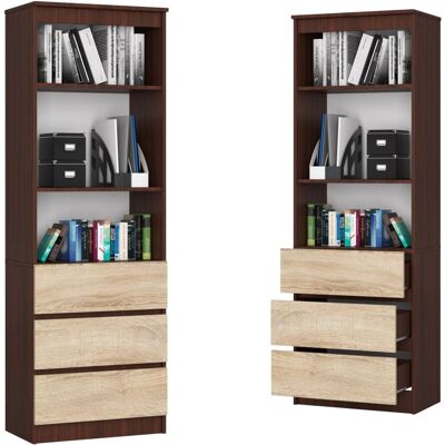 Akord Regał Biurowy 180x60 Wenge Dąb Sonoma 3 Szuflady 3 Półki Na Książki Akord Regał Biurowy 180x60 Wenge Dąb Sonoma 3 Szuflady 3 Półki Na Książki