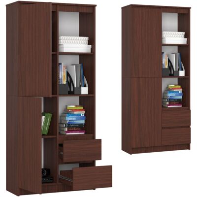 Akord Regał Biurowy 80 Cm Wenge 2 Szuflady 7 Półek Na Książki Dokumenty Dekoracje Akord Regał Biurowy 80 Cm Wenge 2 Szuflady 7 Półek Na Książki Dokumenty Dekoracje