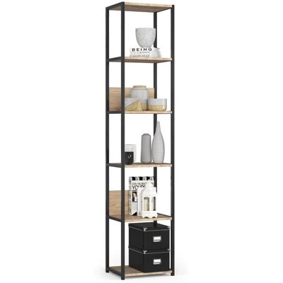 Akord Regał industrialny 40x192 cm czarny dąb sonoma 6 półek LOFT Akord Regał industrialny 40x192 cm czarny dąb sonoma 6 półek LOFT