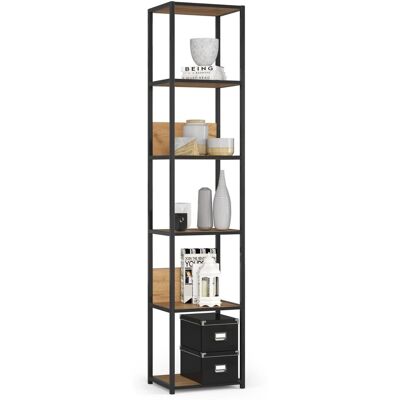 Akord Regał industrialny 40x192x32 cm Czarny Dąb Craft 6 półek LOFT Akord Regał industrialny 40x192x32 cm Czarny Dąb Craft 6 półek LOFT