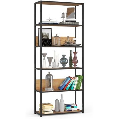 Akord Regał industrialny 80x192x32 cm Czarny Dąb Craft 6 półek LOFT Akord Regał industrialny 80x192x32 cm Czarny Dąb Craft 6 półek LOFT