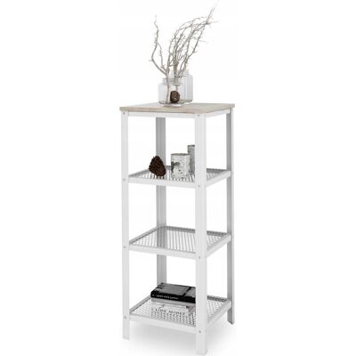 FutuStal Regał Skręcany 4 Poziomy Industrial Salon Metal Biały+Dąb Sonoma FutuStal Regał Skręcany 4 Poziomy Industrial Salon Metal Biały+Dąb Sonoma