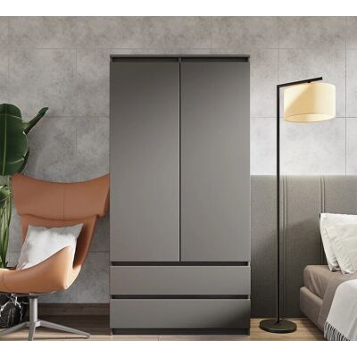 Furnica Szafa 90 Cm Joelle Antracyt 2 Drzwi 2 Szuflady 3 Półki Furnica Szafa 90 Cm Joelle Antracyt 2 Drzwi 2 Szuflady 3 Półki