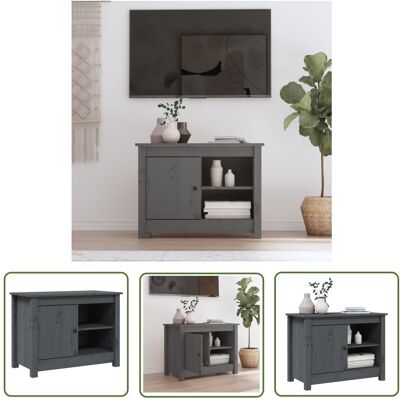 The Living Store Szafka Pod Telewizor - Szara - 70x36 -5x52 Cm - Lite Drewno Sosnowe - Szafka Tv The Living Store Szafka Pod Telewizor - Szara - 70x36 -5x52 Cm - Lite Drewno Sosnowe - Szafka Tv