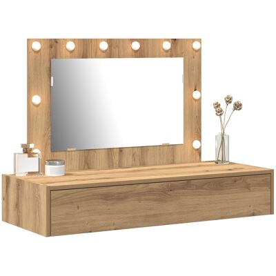 vidaXL Wykonany z litego dębu i płyty wiórowej, lustro 100 x 40 x 70 cm Brąz - Mebel vidaXL Wykonany z litego dębu i płyty wiórowej, lustro 100 x 40 x 70 cm Brąz - Mebel