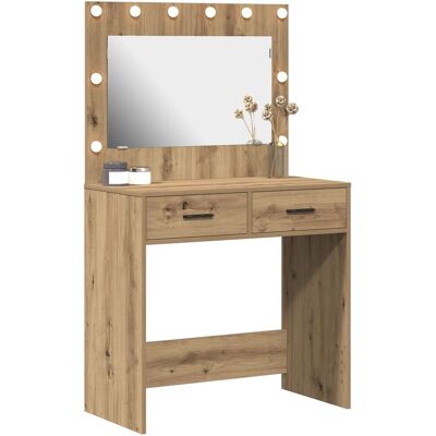 vidaXL Ręcznie robione dębowe MDF z laminatem dębowym 78,5 x 41 x 135 cm - Szafka do makijażu vidaXL Ręcznie robione dębowe MDF z laminatem dębowym 78,5 x 41 x 135 cm - Szafka do makijażu