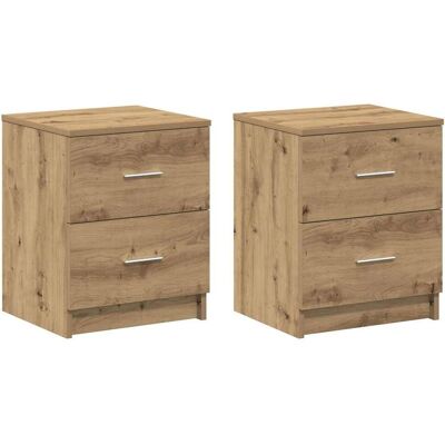 vidaXL Stoliki nocne 2 szt. z 2 szufladami Dębowe Rzemieślnicze 40x36x50 cm Brązowy vidaXL Stoliki nocne 2 szt. z 2 szufladami Dębowe Rzemieślnicze 40x36x50 cm Brązowy