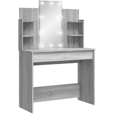 vidaXL Toaletka z oświetleniem LED, szary dąb sonoma, 96x40x142 cm vidaXL Toaletka z oświetleniem LED, szary dąb sonoma, 96x40x142 cm