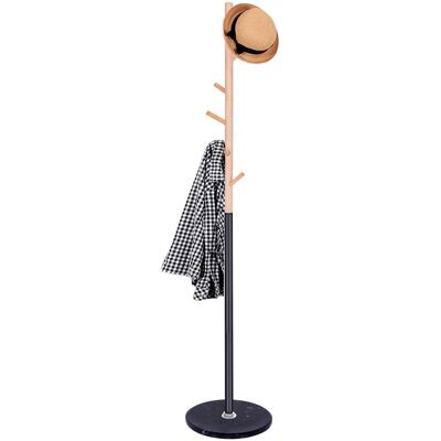 Springos Czarny 180cm Wieszaki na Ubrania z Imitacją Drewna i Marmurową Podstawą - Wieszaki Springos Czarny 180cm Wieszaki na Ubrania z Imitacją Drewna i Marmurową Podstawą - Wieszaki