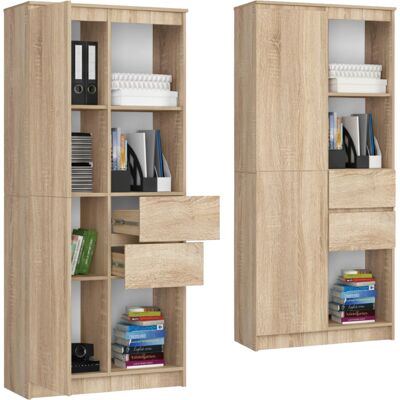 Akord Regał Do Biura Salonu Dąb Sonoma 80 Cm Otwarty Zamknięty 2 Szuflady Akord Regał Do Biura Salonu Dąb Sonoma 80 Cm Otwarty Zamknięty 2 Szuflady