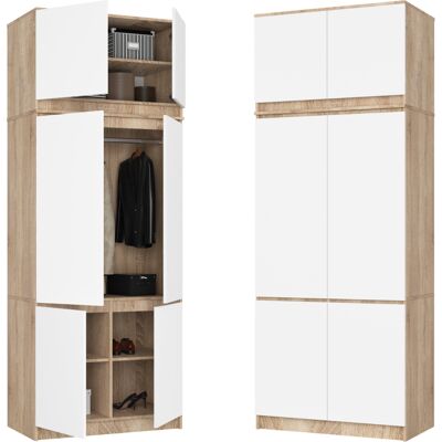 Akord Szafa Na Ubrania 6d 90 Cm Nadstawka Drążek 6 Półek Dąb Sonoma Biały Akord Szafa Na Ubrania 6d 90 Cm Nadstawka Drążek 6 Półek Dąb Sonoma Biały