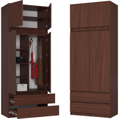 Akord Szafa Z Nadstawką 2d 90 Cm Drążek Na Wieszaki 6 Półek 2 Szuflady Wenge Akord Szafa Z Nadstawką 2d 90 Cm Drążek Na Wieszaki 6 Półek 2 Szuflady Wenge