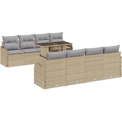 vidaXL 10-częściowy zestaw sof ogrodowych z poduszkami beżowy poli rattan vidaXL 10-częściowy zestaw sof ogrodowych z poduszkami beżowy poli rattan
