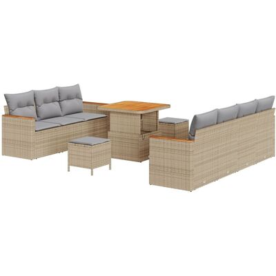 vidaXL 10-częściowy Zestaw Sof Ogrodowych z Poduszkami Beżowy Poly Rattan Akacja, 3-częściowy Zestaw Jadalny Ogrodowy z Poduszkami Beżowy Poly Rattan Akacja vidaXL 10-częściowy Zestaw Sof Ogrodowych z Poduszkami Beżowy Poly Rattan Akacja, 3-częściowy Zestaw Jadalny Ogrodowy z Poduszkami Beżowy Poly Rattan Akacja