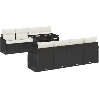 vidaXL 10-częściowy zestaw sof ogrodowych z poduszkami czarny poli rattan, Sofa ogrodowa dwuosobowa z miejscem na przechowanie z poduszkami czarny poli rat.. vidaXL 10-częściowy zestaw sof ogrodowych z poduszkami czarny poli rattan, Sofa ogrodowa dwuosobowa z miejscem na przechowanie z poduszkami czarny poli rat..