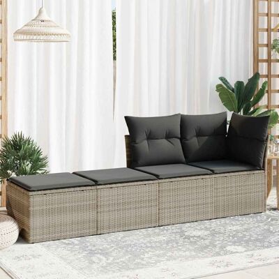 VMP 2-Cz Sofa Ogrodowa Z Poduszkami, Jasnoszary, Rattan Pe I Akacja VMP 2-Cz Sofa Ogrodowa Z Poduszkami, Jasnoszary, Rattan Pe I Akacja