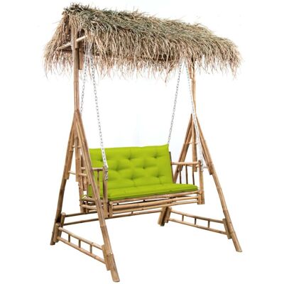 vidaXL 2-os. huśtawka ogrodowa, bambus i liście palmy, poduszka, 202cm vidaXL 2-os. huśtawka ogrodowa, bambus i liście palmy, poduszka, 202cm