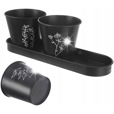 Artemis 3x Doniczki na Zioła Przyprawy Doniczka Potrójna Osłonka Czarna Metalowa Artemis 3x Doniczki na Zioła Przyprawy Doniczka Potrójna Osłonka Czarna Metalowa