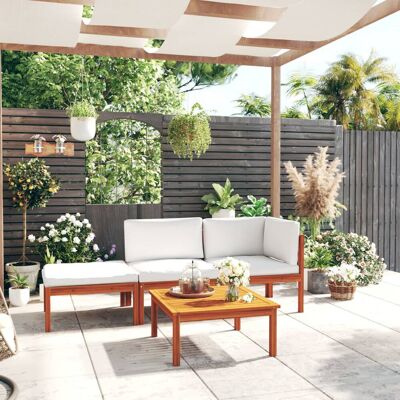 VMP 4-cz. zestaw wypoczynkowy do ogrodu, kremowe poduszki, akacja VMP 4-cz. zestaw wypoczynkowy do ogrodu, kremowe poduszki, akacja