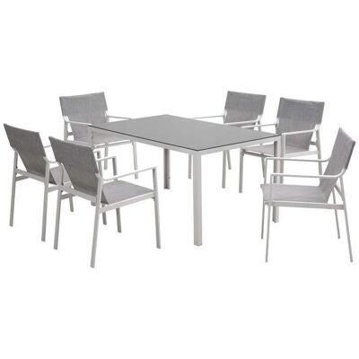 Dajar 47534 Zestaw mebli ogrodowych Patio Lea biały stół + 6 krzeseł Dajar 47534 Zestaw mebli ogrodowych Patio Lea biały stół + 6 krzeseł