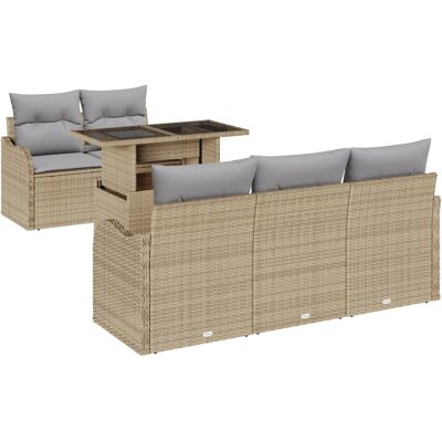 vidaXL 6-częściowy zestaw sof ogrodowych z poduszkami Beżowy Rattan, Sofa ogrodowa 2-osobowa z poduszkami Beżowy Rattan vidaXL 6-częściowy zestaw sof ogrodowych z poduszkami Beżowy Rattan, Sofa ogrodowa 2-osobowa z poduszkami Beżowy Rattan