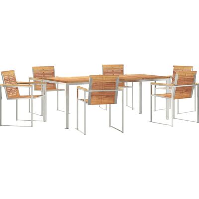 7-częściowy zestaw jadalniany vidaXL z litego drewna tekowego, Ogrodowy stół jadalniany vidaXL 200x90x74.5 cm z litego drewna tekowego 7-częściowy zestaw jadalniany vidaXL z litego drewna tekowego, Ogrodowy stół jadalniany vidaXL 200x90x74.5 cm z litego drewna tekowego