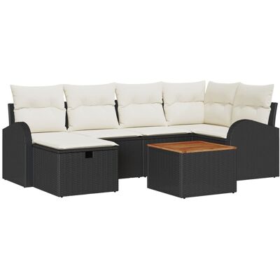 vidaXL 7-częściowy zestaw sofy ogrodowej z poduszkami czarny rattan, Sofa ogrodowa dla 2 osób z miejscem na przechowywanie i poduszkami czarny rattan vidaXL 7-częściowy zestaw sofy ogrodowej z poduszkami czarny rattan, Sofa ogrodowa dla 2 osób z miejscem na przechowywanie i poduszkami czarny rattan