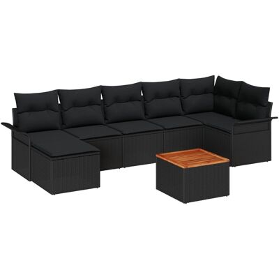 vidaXL 8-częściowy zestaw sof ogrodowych z poduszkami Czarny Poli Rattan Akacja, Sofa ogrodowa dwuosobowa z schowkiem i poduszkami Czarny Poli Rattan vidaXL 8-częściowy zestaw sof ogrodowych z poduszkami Czarny Poli Rattan Akacja, Sofa ogrodowa dwuosobowa z schowkiem i poduszkami Czarny Poli Rattan