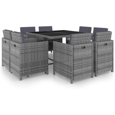 VMP 9-Cz. Zestaw Mebli Do Ogrodu Z Poduszkami, Rattan Pe, Antracyt VMP 9-Cz. Zestaw Mebli Do Ogrodu Z Poduszkami, Rattan Pe, Antracyt