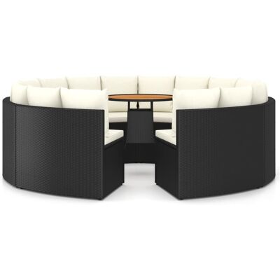 vidaXL 9-częściowa sofa ogrodowa z poduszkami, rattan PE, czarna vidaXL 9-częściowa sofa ogrodowa z poduszkami, rattan PE, czarna