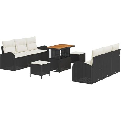 9-częściowy zestaw sof ogrodowych vidaXL z poduszkami czarny poli rattan akacja, 2-osobowa sofa ogrodowa vidaXL z przechowywaniem i poduszkami czarn.. 9-częściowy zestaw sof ogrodowych vidaXL z poduszkami czarny poli rattan akacja, 2-osobowa sofa ogrodowa vidaXL z przechowywaniem i poduszkami czarn..