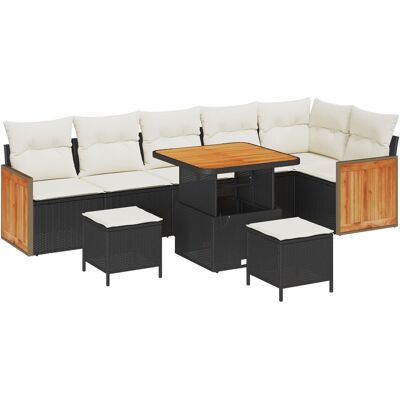 vidaXL 9-częściowy zestaw sof ogrodowych z poduszkami czarny rattan akacja, 2-osobowa sofa ogrodowa z poduszkami czarny rattan, Zestaw obiadowy ogrodowy 3-.. vidaXL 9-częściowy zestaw sof ogrodowych z poduszkami czarny rattan akacja, 2-osobowa sofa ogrodowa z poduszkami czarny rattan, Zestaw obiadowy ogrodowy 3-..