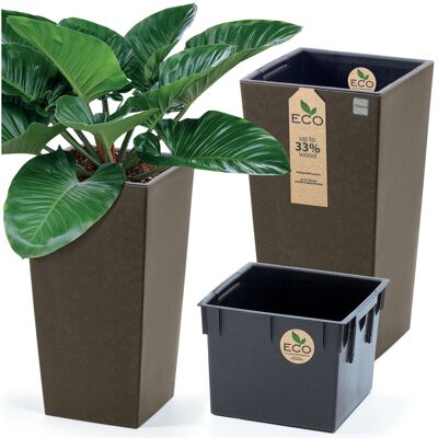 PROSPERPLAST Donica Doniczka Ogrodowa 24 Cm Na Taras Do Ogrodu Domu Eco Wood Kawa PROSPERPLAST Donica Doniczka Ogrodowa 24 Cm Na Taras Do Ogrodu Domu Eco Wood Kawa