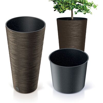PROSPERPLAST Doniczka Donica Ogrodowa Do Domu Na Taras Furu Slim Eco Wood Wysoka 48 Cm PROSPERPLAST Doniczka Donica Ogrodowa Do Domu Na Taras Furu Slim Eco Wood Wysoka 48 Cm