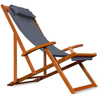 wideShop Drewniany Leżak Ogrodowy Fotel Krzesło Antracyt wideShop Drewniany Leżak Ogrodowy Fotel Krzesło Antracyt