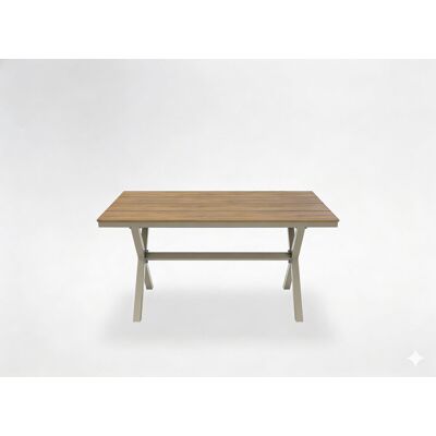 Garden Line Duży Beżowy Aluminiowy Stół Ogrodowy Na Taras Balkon Prostokąt 150 cm. Garden Line Duży Beżowy Aluminiowy Stół Ogrodowy Na Taras Balkon Prostokąt 150 cm.