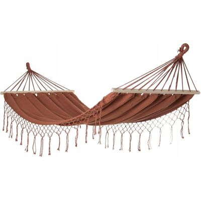 Kontrasto Duży Mocny Wytrzymały Hamak Ogrodowy Boho Huśtawka Milos 2 200X100 Karmel Kontrasto Duży Mocny Wytrzymały Hamak Ogrodowy Boho Huśtawka Milos 2 200X100 Karmel