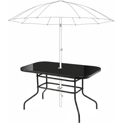 Bauerkraft Duży szklany stół ogrodowy na taras balkon 120x70 czarny otwór na parasol Bauerkraft Duży szklany stół ogrodowy na taras balkon 120x70 czarny otwór na parasol