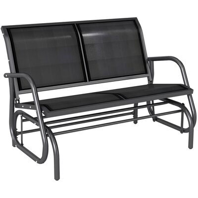 Fotel bujany 2-osobowy Outsunny, ławka ogrodowa, huśtawka ogrodowa, ławka parkowa, metalowe meble ogrodowe, czarny, 120 x 70 x 85 cm Fotel bujany 2-osobowy Outsunny, ławka ogrodowa, huśtawka ogrodowa, ławka parkowa, metalowe meble ogrodowe, czarny, 120 x 70 x 85 cm