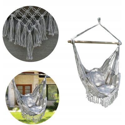 Chomik HAMAK HUŚTAWKA KRZESŁO BRAZYLIJSKIE WISZĄCE BOHO 130X100X100CM BEŻ / SZARY Chomik HAMAK HUŚTAWKA KRZESŁO BRAZYLIJSKIE WISZĄCE BOHO 130X100X100CM BEŻ / SZARY