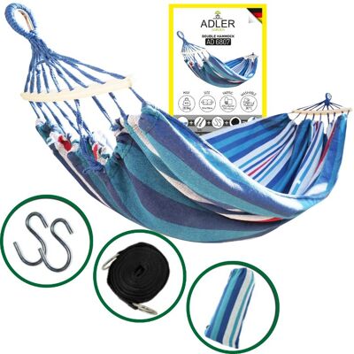 Adler Hamak Ogrodowy Dwuosobowy XXL 200x150cm AD6807 Adler Hamak Ogrodowy Dwuosobowy XXL 200x150cm AD6807