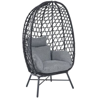 HOMLA Fotel PARAISO Czarny z szarą poduszką 85x67x144 cm HOMLA Fotel PARAISO Czarny z szarą poduszką 85x67x144 cm