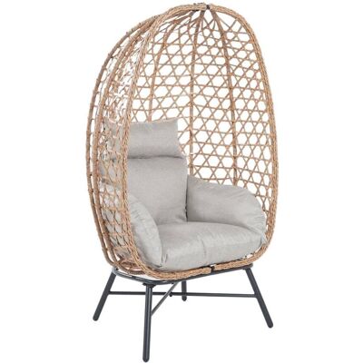 HOMLA Fotel PARAISO Naturalny z beżową poduszką 85x67x144 cm HOMLA Fotel PARAISO Naturalny z beżową poduszką 85x67x144 cm