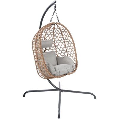 HOMLA Huśtawka NIDO Naturalna z beżową poduszką 104x106x184 cm HOMLA Huśtawka NIDO Naturalna z beżową poduszką 104x106x184 cm