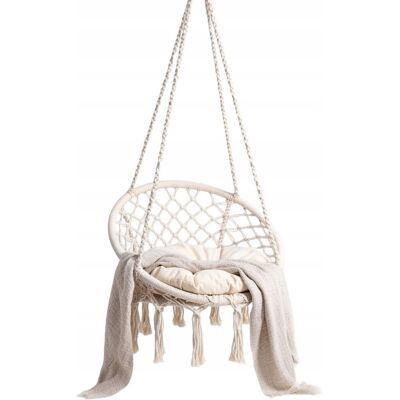 Marketia Home HUŚTAWKA OGRODOWA AŻUROWA BOCIANIE GNIAZDO FOTEL WISZĄCY 150 KG BEŻOWA Marketia Home HUŚTAWKA OGRODOWA AŻUROWA BOCIANIE GNIAZDO FOTEL WISZĄCY 150 KG BEŻOWA