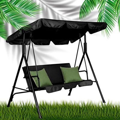 Inny producent Huśtawka Ogrodowa Czarna Z Poduszkami 3-Osobowa Z Daszkiem 170X153X110 Cm Inny producent Huśtawka Ogrodowa Czarna Z Poduszkami 3-Osobowa Z Daszkiem 170X153X110 Cm